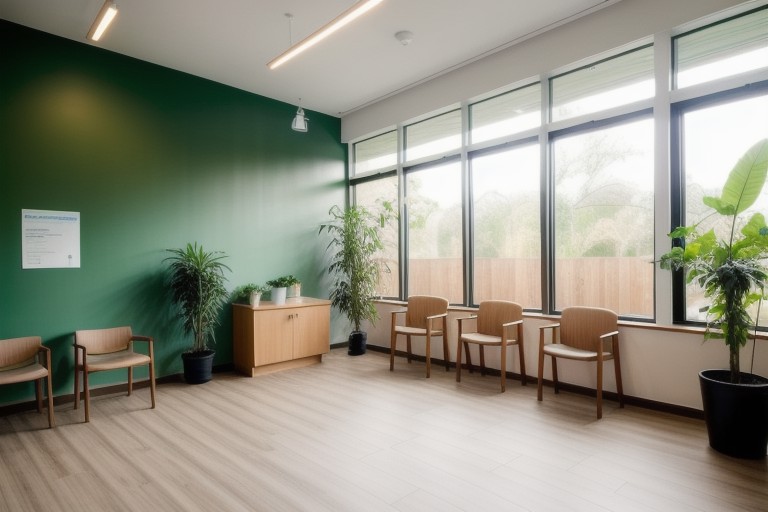 Recepción luminosa y acogedora de una clínica de fisioterapia en Zaragoza